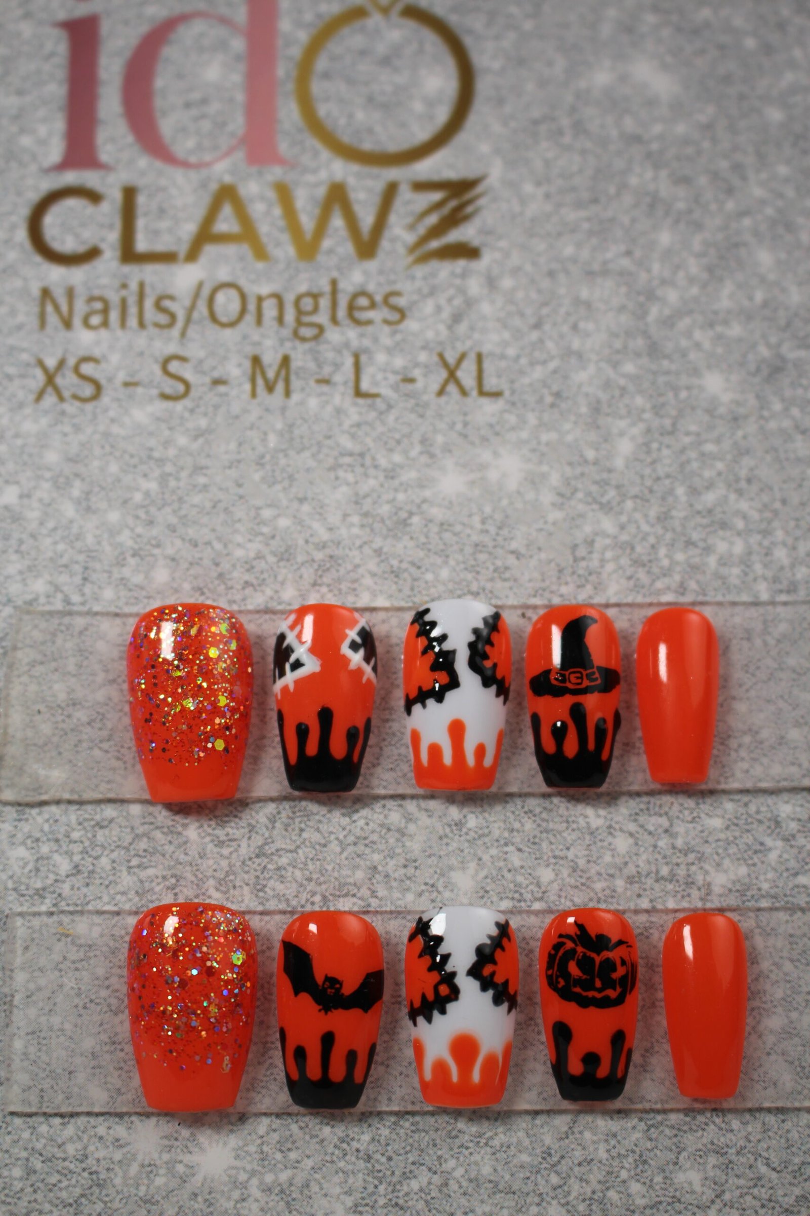 Orange Halloween Press On Nails