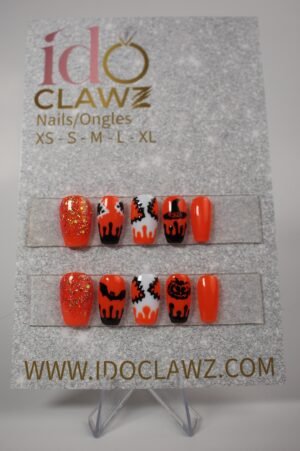 Orange Halloween Press On Nails