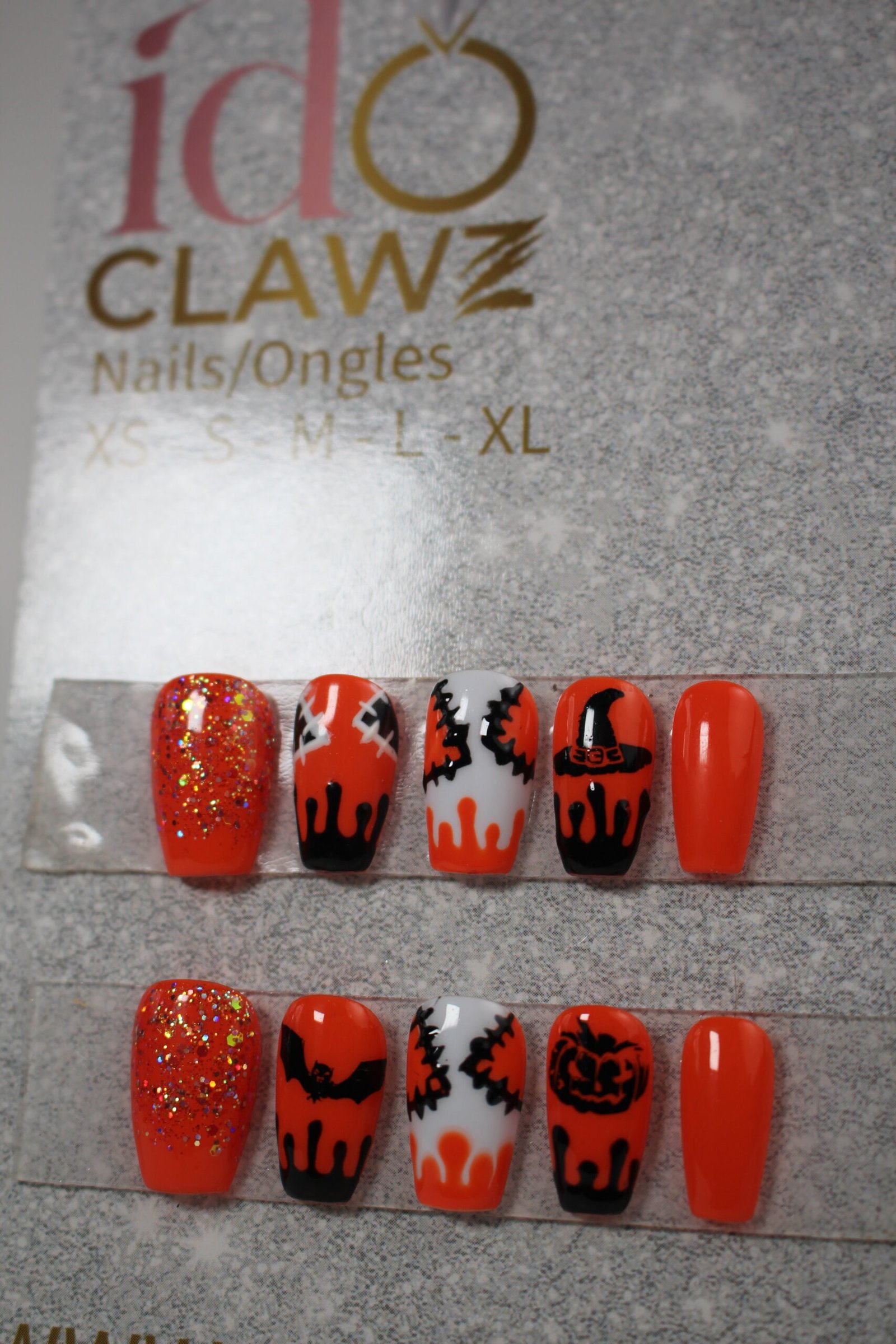 Orange Halloween Press On Nails
