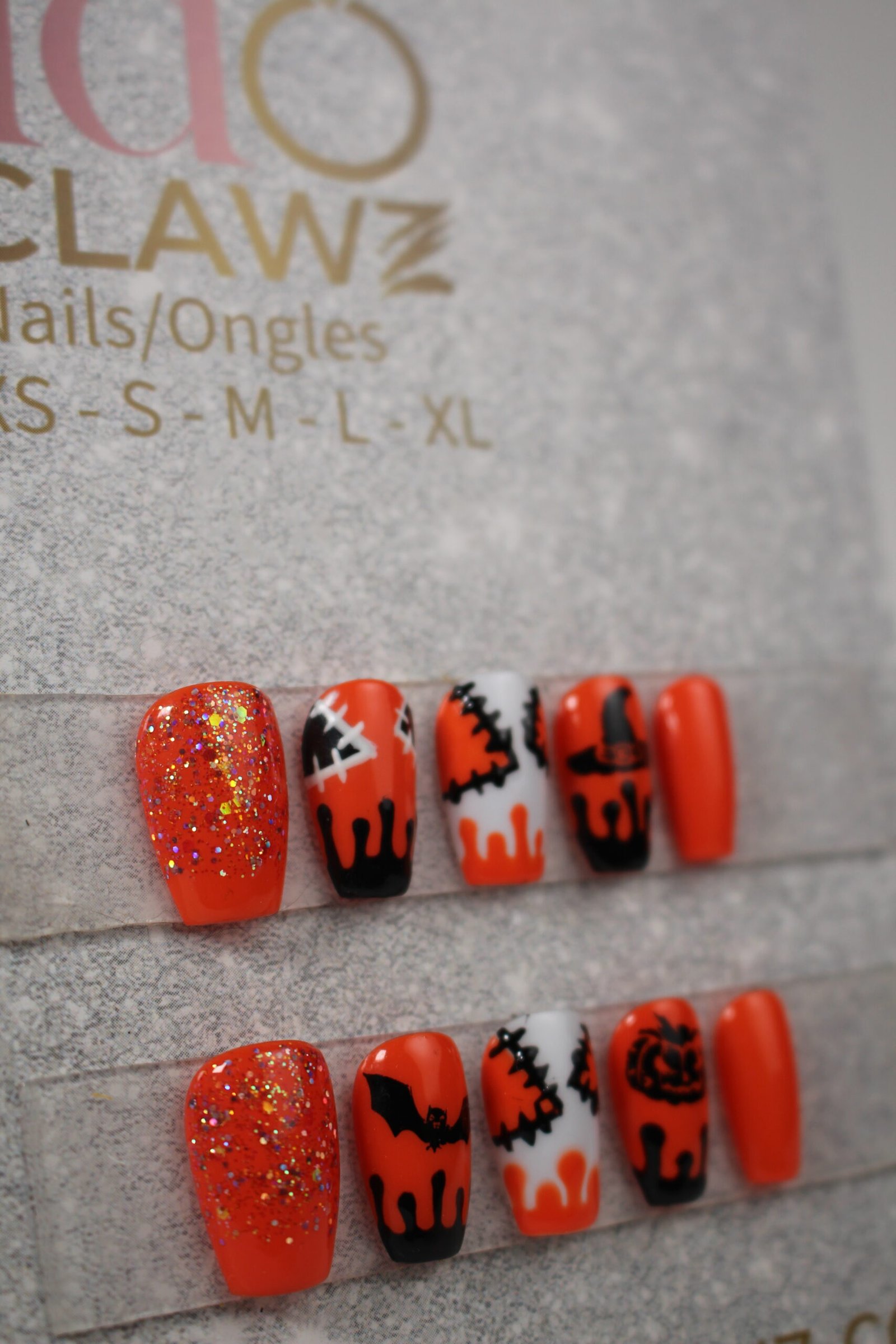 Orange Halloween Press On Nails